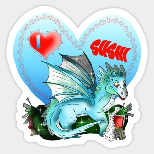 dragon roll I love sushi heart Sticker